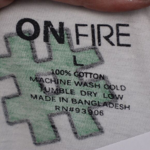 On Fire Shirt Womens L Multicolor Short Sleeve Crew Neck Fringe Hem Tee - Picture 2 of 14